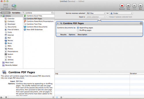 Use automator to combine text files mac