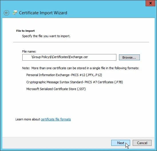 Deploy selfsigned Exchange certificate to PCs Orbits IT