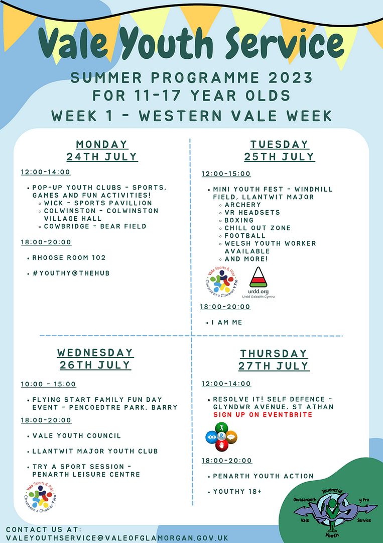 Vale Youth Service Summer Programme Week 1 Western Vale