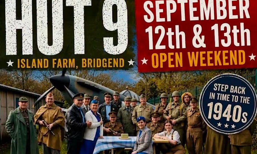 Hut 9 Island Farm open weekend poster: Saturday 12 and Sunday 13 September 2026, Bridgend