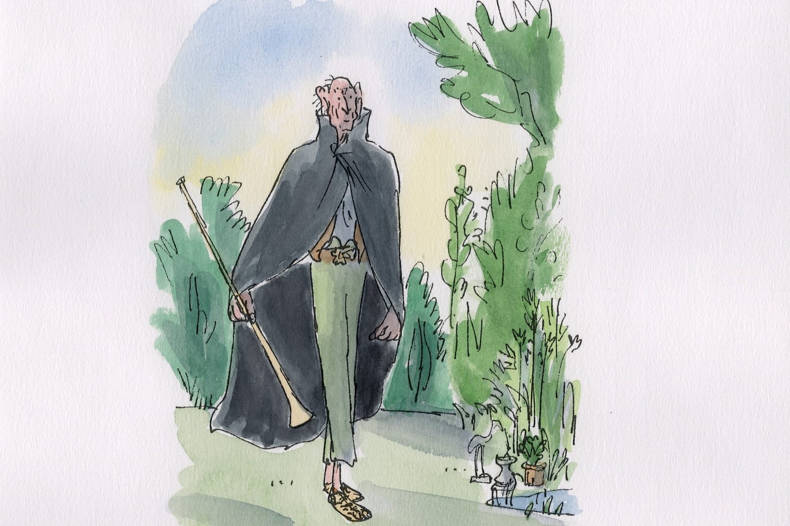 the bfg in buckingham palace garden, from 'the bfg' colour edition (puffin books, 2015) © quentin blake