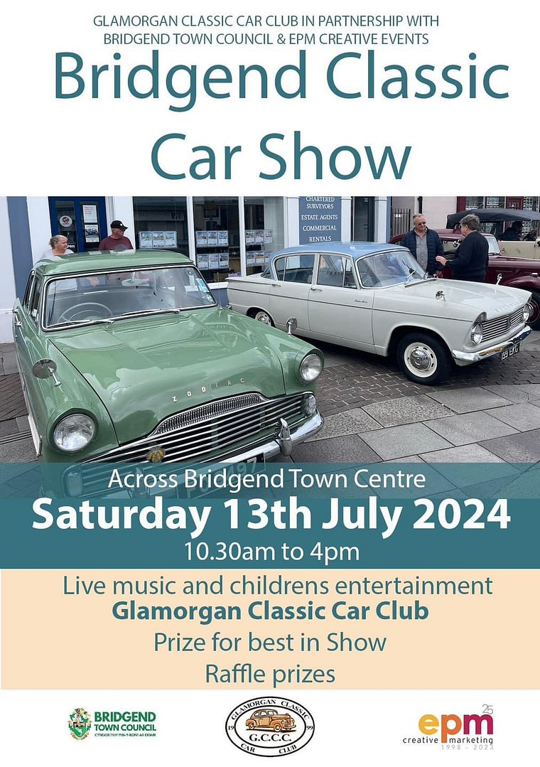 Bridgend Classic Car Show 2024 13th July 2024 Bridgend Town Council