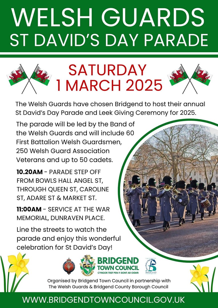 Bridgend Town Council Proud to Host Welsh Guards for St David’s Day Parade
